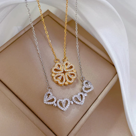 Anillo de Trébol + Cadena de Corazones + Caja con Rosas