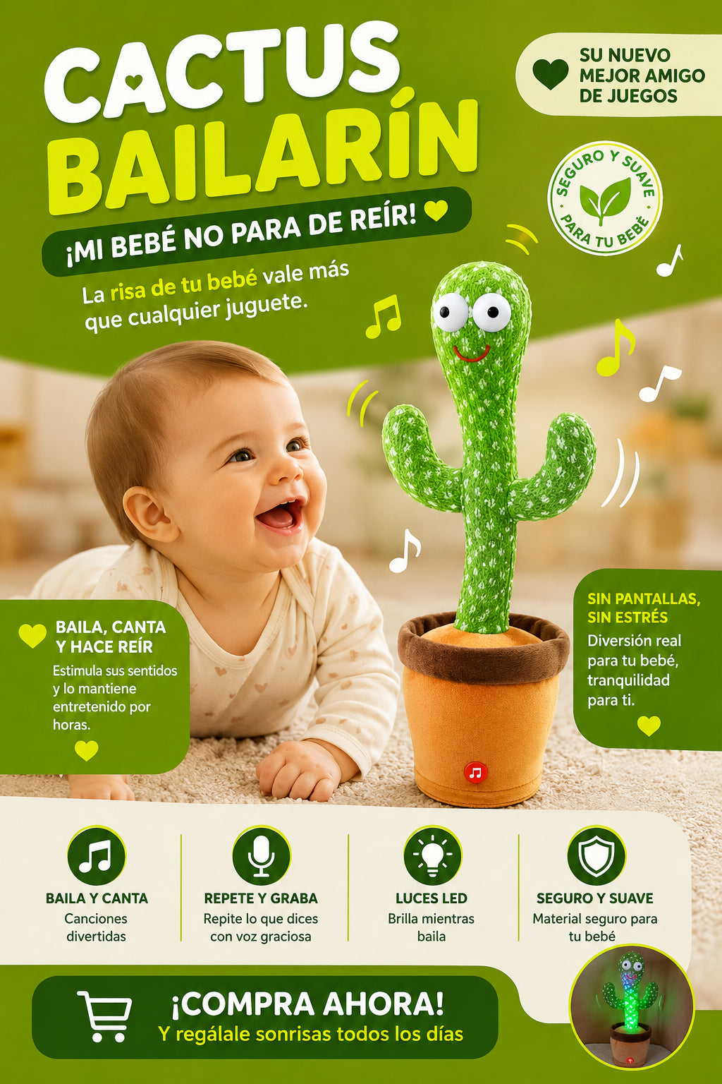 IMITA LOS SONIDOS DE TU BEBÉ + CACTUS BAILARÍN + ENVÍO GRATIS